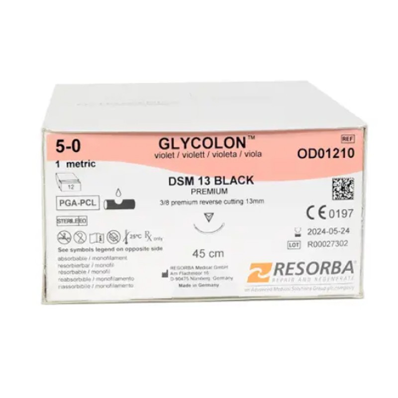 Suture 5 0 Monofilament Resorbable Glycolon French Tooth